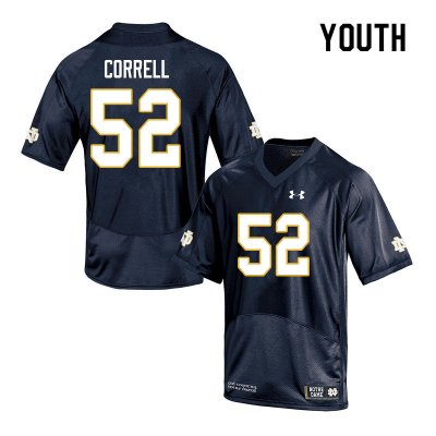Notre Dame Fighting Irish Youth Zeke Correll #52 Navy Under Armour Authentic Stitched College NCAA Football Jersey WYH8299ZM